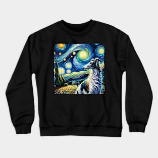 Starry Borzoi Dog Portrait - Pet Portrait Crewneck Sweatshirt